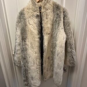 Faux fur mid length coat